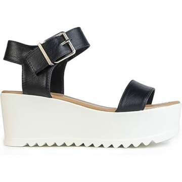 J. Adams Surf Platform Sandals Heeled Sandals for Women - Chunky Mid Heel Sandal Wedges for Women - ...