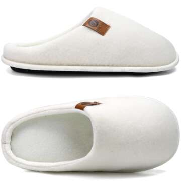 ONCAI Mens Scuff Slippers Cozy Memory Foam Knit Felt Warm House Shoes Slip On Indoor/Outdoor with Ar...