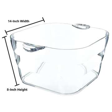 Prodyne Big Square Party Beverage Tub, Clear