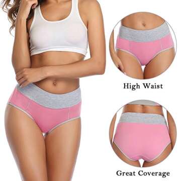 wirarpa Women's Cotton Underwear High Waist Briefs Ladies Soft Breathable Panties Full Coverage Unde...