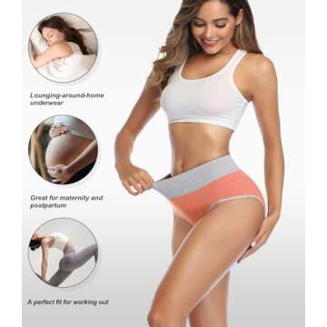 wirarpa Women's Cotton Underwear High Waist Briefs Ladies Soft Breathable Panties Full Coverage Underpants 5 Pack Medium