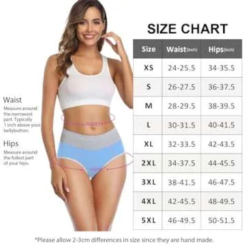 wirarpa Women's Cotton Underwear High Waist Briefs Ladies Soft Breathable Panties Full Coverage Underpants 5 Pack Medium