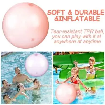 Ni Hong electron Large Water Bubble Ball Balloon Inflatable Water-Filled Ball Soft Rubber Ball for Outdoor Beach Pool Party Large (YellowBlue)