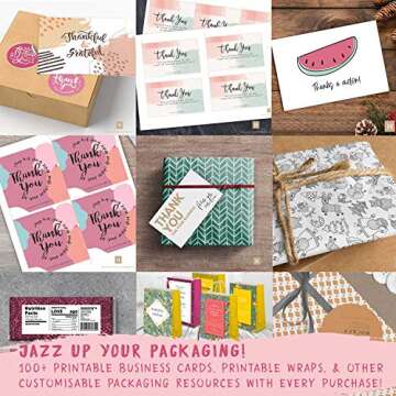 Thank You Stickers Roll of 1000 1.5 Inch 8 Designs Thank You Sticker Small Business Thank You Sticke...