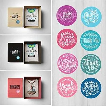 1000 Thank You Stickers - Vibrant Designs for Packages