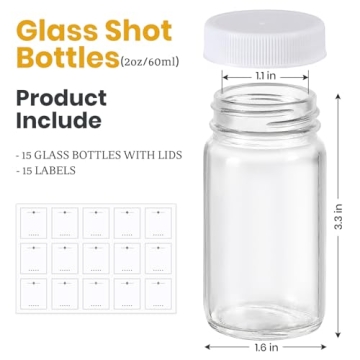 Mini Glass Shot Bottles with Labels for Travel