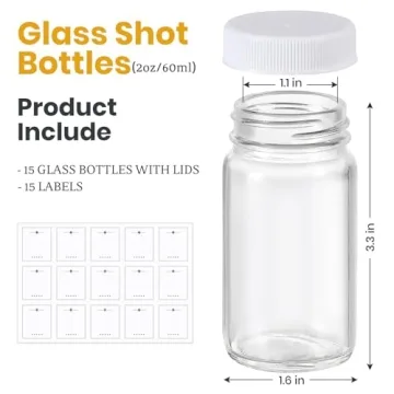 Mini Glass Shot Bottles with Labels for Travel