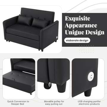 Merax Sleeper Couch Small Sofa for Living Room or Bedroom Including Pull Out Bed