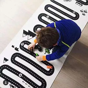 Muyumida Baby Crawl Mat Kids Adventure Rug Floor Mat Street Map Funny Baby Infant Blankets Tapestries Crawling Carpet Kids Rug