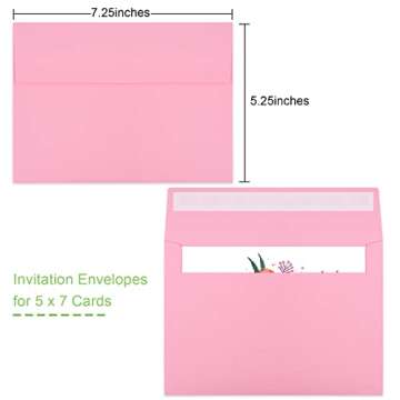 50 Pack 5x7 Envelopes - A7, Printable Invitation Envelopes - Self Seal for Weddings, Invitations, Ph...
