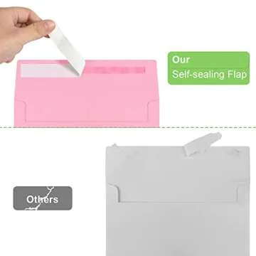 50 Pack 5x7 Envelopes - A7, Printable Invitation Envelopes - Self Seal for Weddings, Invitations, Photos, Greeting Cards, Mailing (Pink)