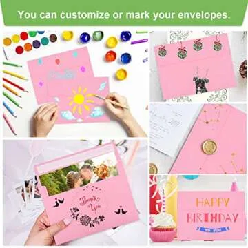 50 Pack 5x7 Envelopes - A7, Printable Invitation Envelopes - Self Seal for Weddings, Invitations, Photos, Greeting Cards, Mailing (Pink)