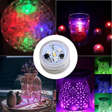 KUCAM Mini Submersible LED Lights, Waterproof Small LED Tea Lights Candle with Remote Battery Operat...