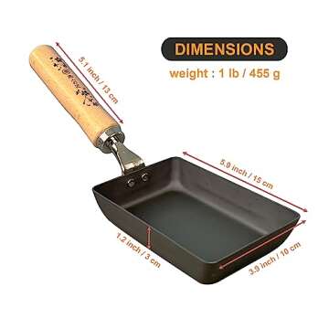 KAKUSEE Tamagoyaki Japanese rolled omelette Pan, Iron Egg Pan, Induction-Ready,Made in Tsubame Japan (Small)