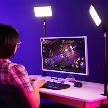 SUPON 3 Pack LED Video Light Stand Lighting Kit with Battery/Charger for Studio Photography YouTube Video Shooting,Bi-Color 3300K-5600K Ultra Slim Countinuous Output Lighting Panel