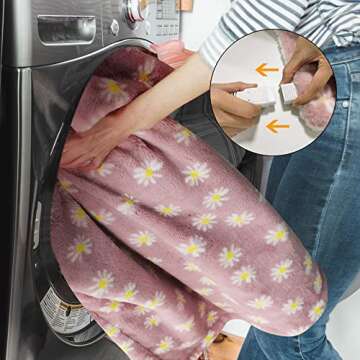 GOQO TOMO Electric Heated Blanket 50" x 60" Throw Blanket with 12 Heating Levels for Home Office Use Pink Flower - F5060