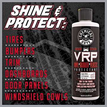 Chemical Guys VRP Vinyl, Rubber and Plastic Non-Greasy Dry-to-The-Touch Long Lasting Super Shine Dressing for Tires, Trim and More, 16 fl oz (3 Pack)