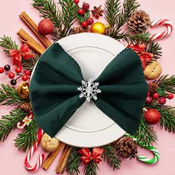 Set of 6 Christmas Napkin Rings- 8 Petal Snowflake Napkin Holder Rings Silver Xmas Napkin Buckle for...