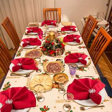 Set of 6 Christmas Napkin Rings- 8 Petal Snowflake Napkin Holder Rings Silver Xmas Napkin Buckle for Christmas Holiday Party Dinner Wedding Banquet Dinning Table Settings Decoration