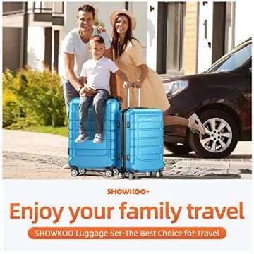 SHOWKOO Luggage Sets - Expandable PC+ABS Durable Suitcase Set - 4 Piece Sky Blue