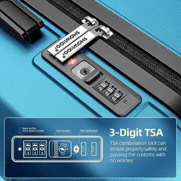 SHOWKOO Luggage Sets Expandable PC+ABS Durable Suitcase Sets Double Wheels TSA Lock 4 Piece Luggage Set Sky Blue