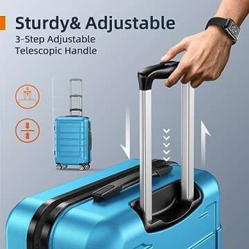 SHOWKOO Luggage Sets Expandable PC+ABS Durable Suitcase Sets Double Wheels TSA Lock 4 Piece Luggage Set Sky Blue
