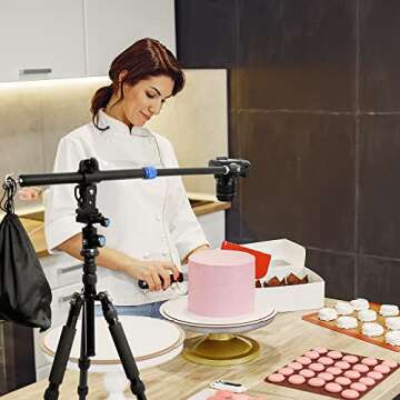 Gongyi CM80 1.4ft-2.6ft Adjustable Tripod Boom Arm with Universal Tripod Clamp & Counter-Weight Bag Camera Overhead Mount Tripod Extension Arm Stand with Ball Head