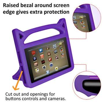 Dinines Mini iPad 1 2 3 4 5 Case for Kids Shockproof Lightweight Hand Stand Case for iPad Mini, Mini 5, Mini 4,iPad Mini 3rd Generation, Mini 2 Tablet,Purple