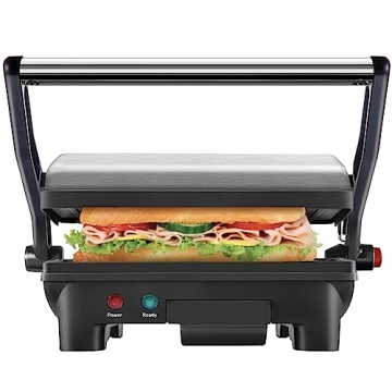 Chefman Electric Panini Press Grill and Sandwich Maker w/ Non-Stick Plates, 180-Degree Opening, Dish...