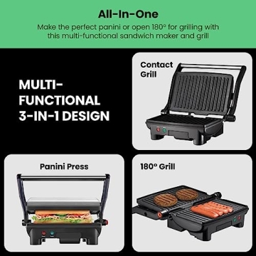 Chefman Electric Panini Press Grill for Perfect Sandwiches