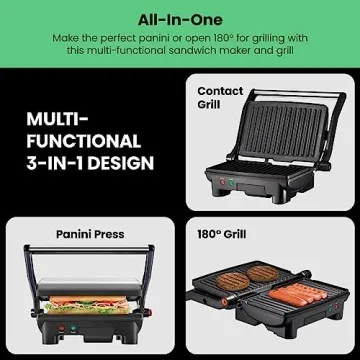 Chefman Electric Panini Press Grill for Perfect Sandwiches