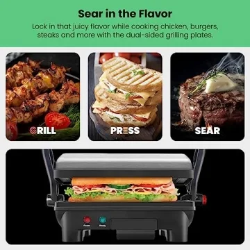 Chefman Electric Panini Press Grill for Perfect Sandwiches