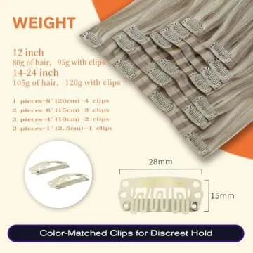 Full Shine Hair Extensions Real Human Hair Clip ins Blonde Highlight Seamless Clip in Human Hair Extensions 18 Inch 8 Pcs PU Clip in Extensions Skin Weft Clip in Hair Extensions 120 Grams