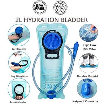 Lightweight Hydration Backpack with 2L Bladder for Adventures