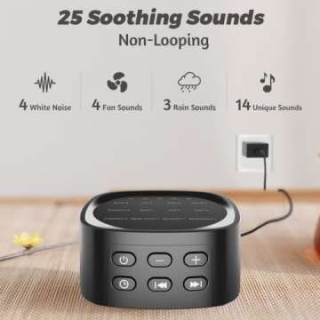 Sleepbox Sleep White Noise Sound Machines with 25 Soothing Sounds 36 Volume Levels 5 Timers Visible ...