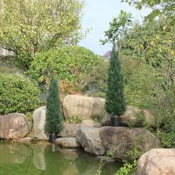 4FT Artificial Cedar Topiary Trees for Indoor Outdoor Use