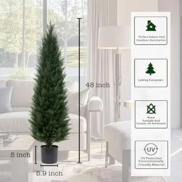 4FT Artificial Cedar Topiary Trees for Indoor Outdoor Use
