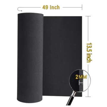 MEARCOOH Black eva Foam roll, (1mm to 12mm) Premium Cosplay EVA Foam Sheet,2mm Thick,49"x13.5",High Density 86kg/m3 for Cosplay Costume, Crafts, DIY Projects