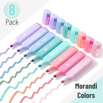 Mr. Pen- Highlighter Marker, 8 Pack, Morandi Colors, Chisel Tip, Cute Pastel Highlighter Set, Assorted Colors