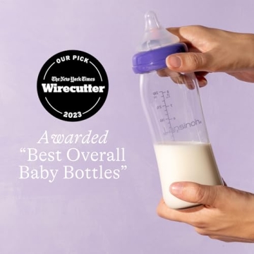 Lansinoh Anti-Colic Glass Baby Bottles 8oz - 4 Count