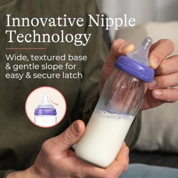 Lansinoh Anti-Colic Glass Baby Bottles 8oz - 4 Count