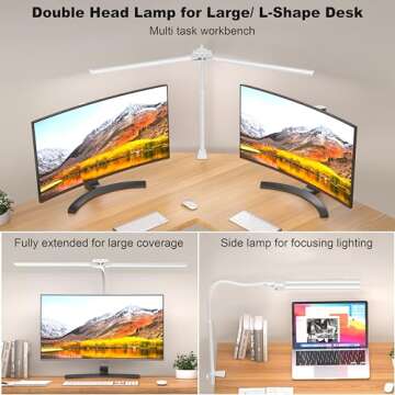 KableRika Desk lamp,Double Head LED Desk Lamp with Clamp,Architect Desk Lights for Home Office,Eye-C...