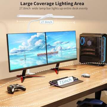 KableRika Desk lamp,Double Head LED Desk Lamp with Clamp,Architect Desk Lights for Home Office,Eye-Caring Desktop Office Lamp 4-Brightness 4-Color Table Lamp for Monitor Workbench Reading White