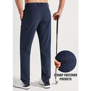 Libin Mens Golf Pants - Lightweight Quick Dry Business Casual Pants - Navy Blue