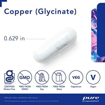 Pure Encapsulations Copper Glycinate 60 Capsules - 2 mg Copper