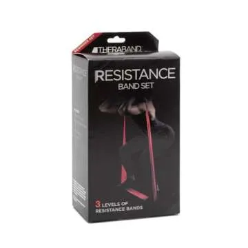 THERABAND Resistance Bands Set, Professional Elastic Band For Upper & Lower Body Exercise, Strength Training without Weights, Physical Therapy, Pilates, Rehab, Yellow & Red & Green, Beginner