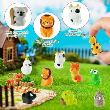 39 Pcs Mini Resin Animals Cute Mini Animals Figures to Hide Miniature Little Small Animal Figurines Bulk Fairy Garden Miniature Moss Landscape DIY Terrarium Crafts Ornament Accessories for Home Decor