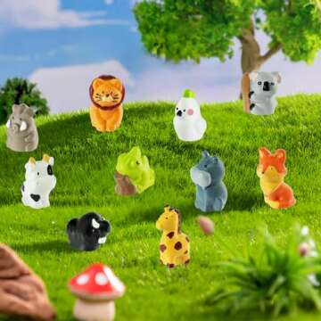 39 Pcs Mini Resin Animals Cute Mini Animals Figures to Hide Miniature Little Small Animal Figurines Bulk Fairy Garden Miniature Moss Landscape DIY Terrarium Crafts Ornament Accessories for Home Decor