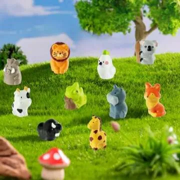 39 Pcs Mini Resin Animals Cute Mini Animals Figures to Hide Miniature Little Small Animal Figurines Bulk Fairy Garden Miniature Moss Landscape DIY Terrarium Crafts Ornament Accessories for Home Decor