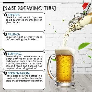 YEBODA Clear Glass Bottles with Stopper For Home Brewing Beer Kombucha Kefir & Airtight Silicone Seal 32 oz(4 Set)